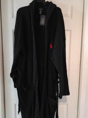 Polo Ralph Lauren Mens Thermal Hooded Robe CRUISE BLACK RL2000 RED POLO PL LXL